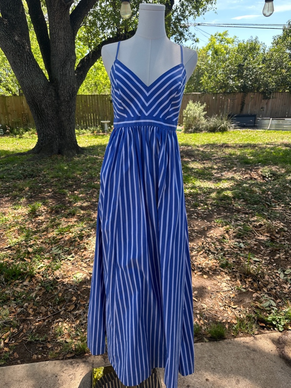 J. Crew Blue and White Striped Maxi Dress